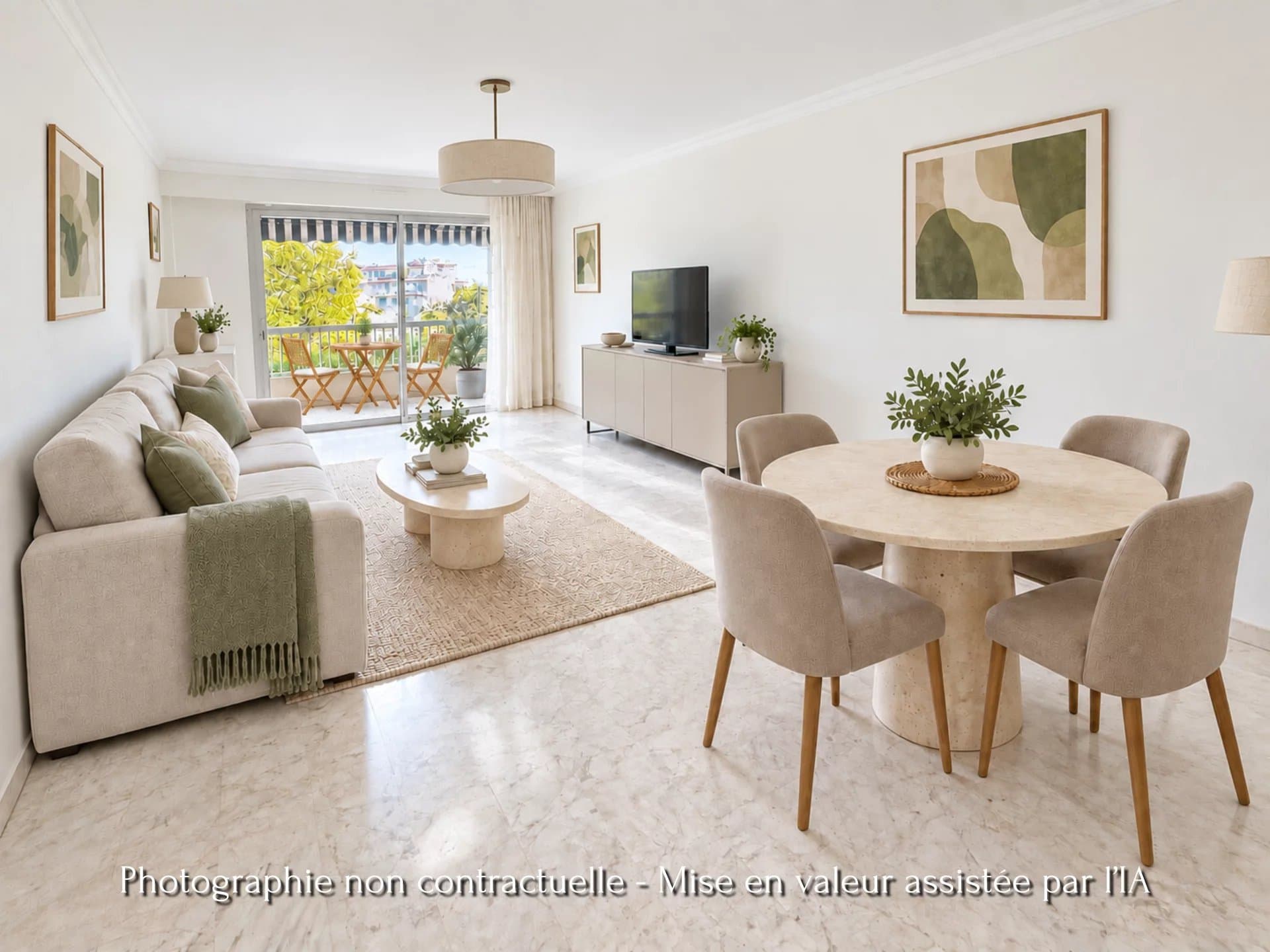 2/3 pièces élégant, beaux volumes, terrasse avec aperçu mer, coeur de Nice