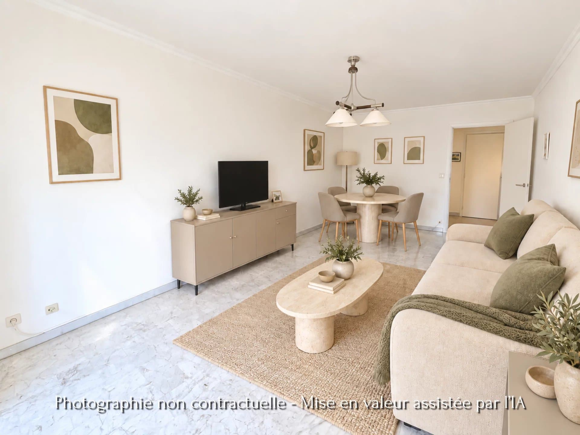 2/3 pièces élégant, beaux volumes, terrasse avec aperçu mer, coeur de Nice