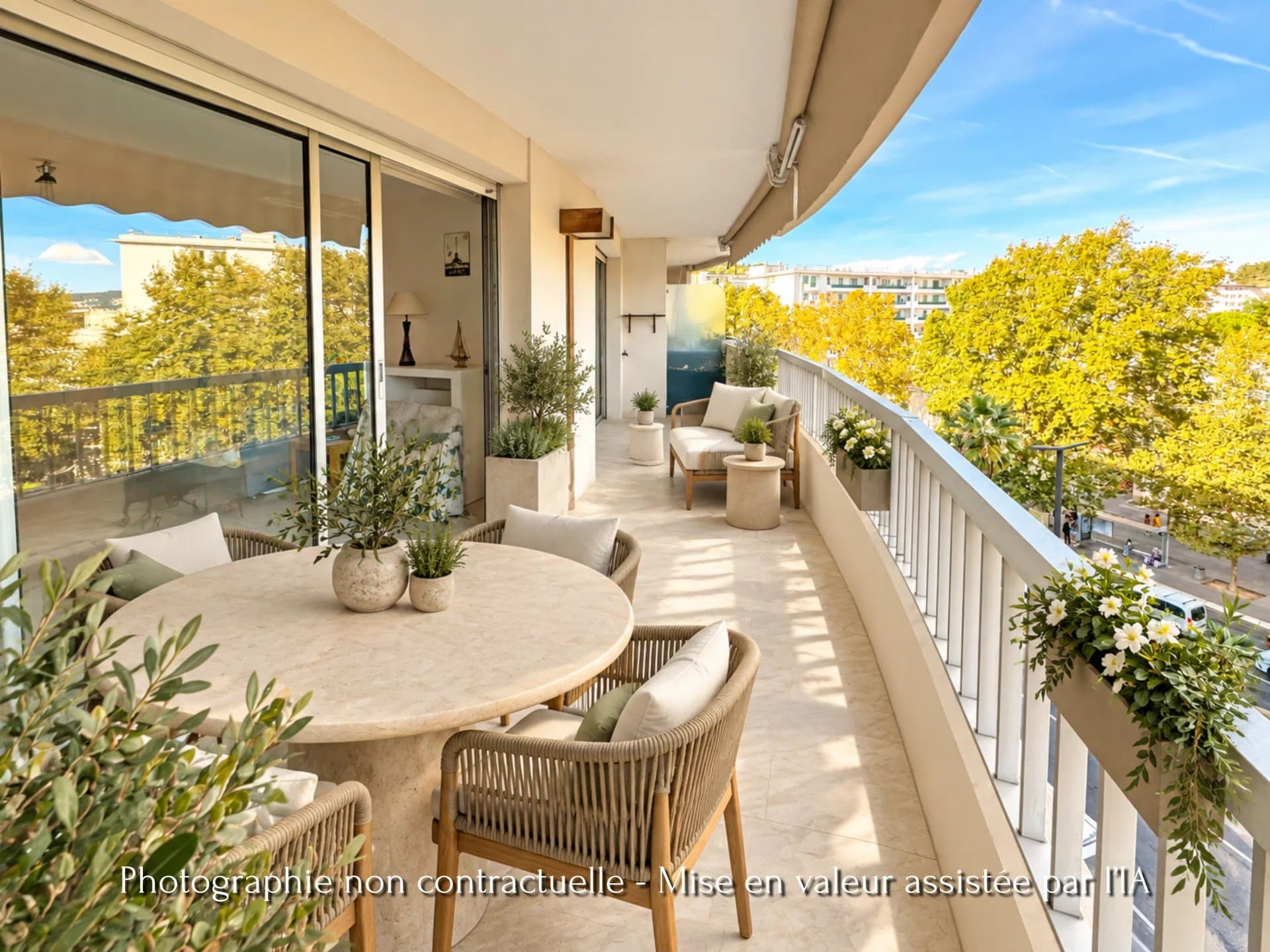 2/3 pièces élégant, beaux volumes, terrasse avec aperçu mer, coeur de Nice